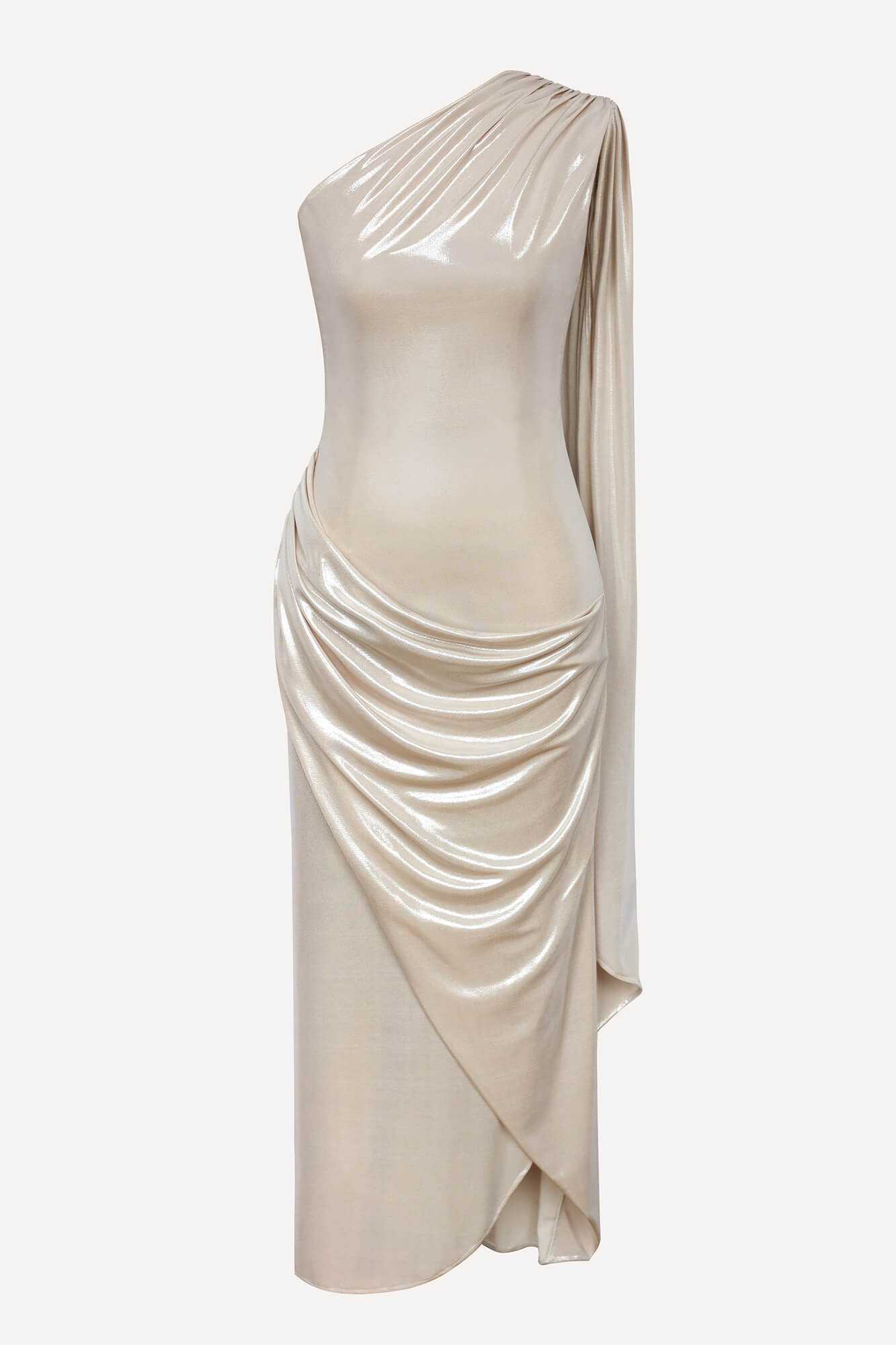 One-Shoulder Pleated Bodycon Dress
