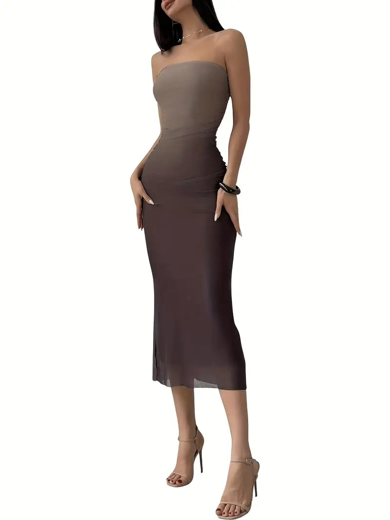 Strapless Gradient Bodycon Dress