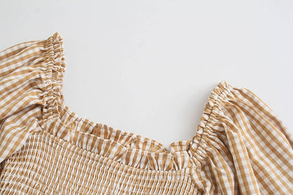 Flowdy Plaid Elastic-Waist Flowy Dress