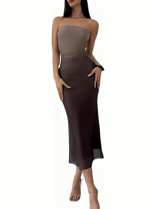 Strapless Gradient Bodycon Dress