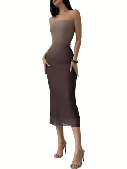 Strapless Gradient Bodycon Dress