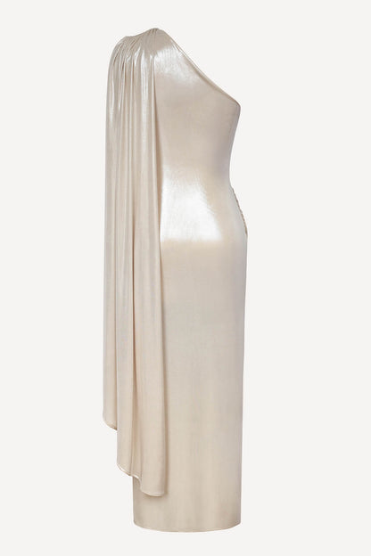 One-Shoulder Pleated Bodycon Dress